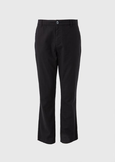 Black Linen Blend Trousers
