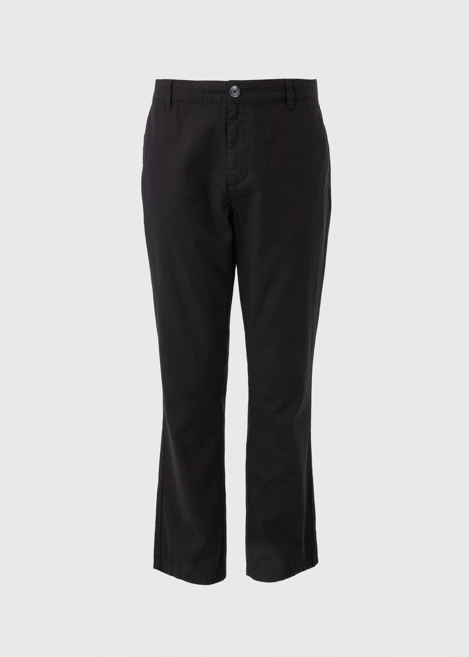 Black Linen Blend Trousers