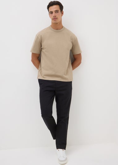 Black Linen Blend Trousers