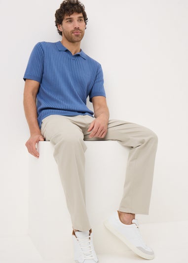 Blue Ribbed Polo Shirt