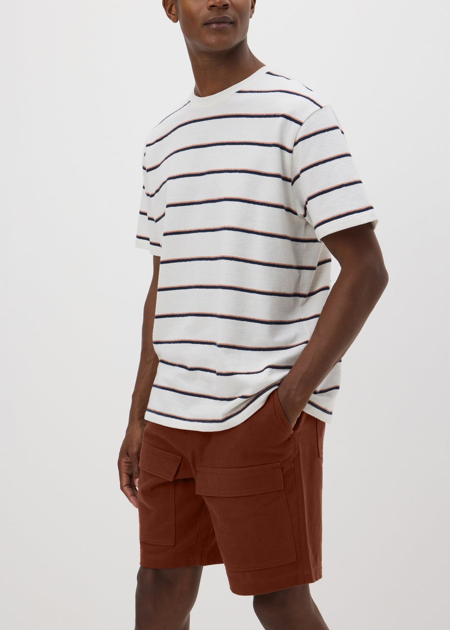 Rust Textured Cargo Shorts