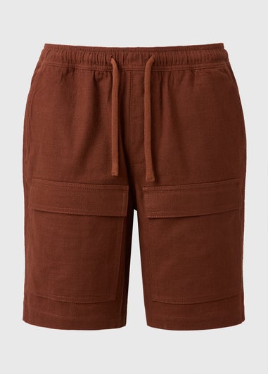 Rust Textured Cargo Shorts