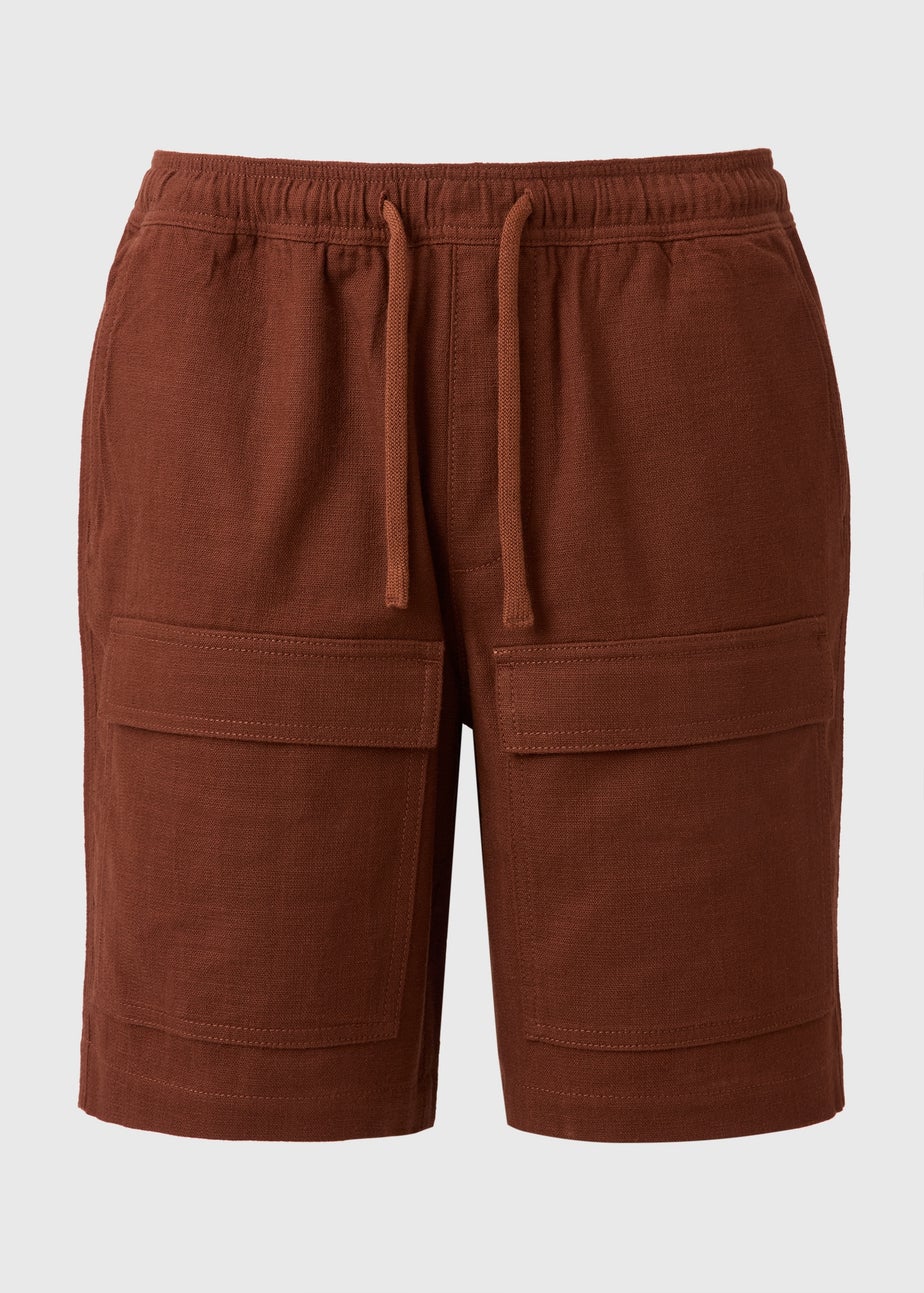 Rust Textured Cargo Shorts