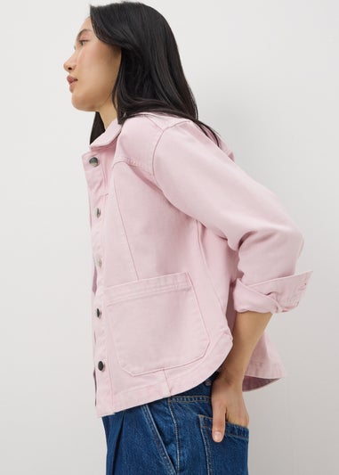 Pale Pink Denim Shacket