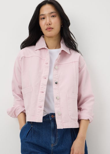 Pale Pink Denim Shacket