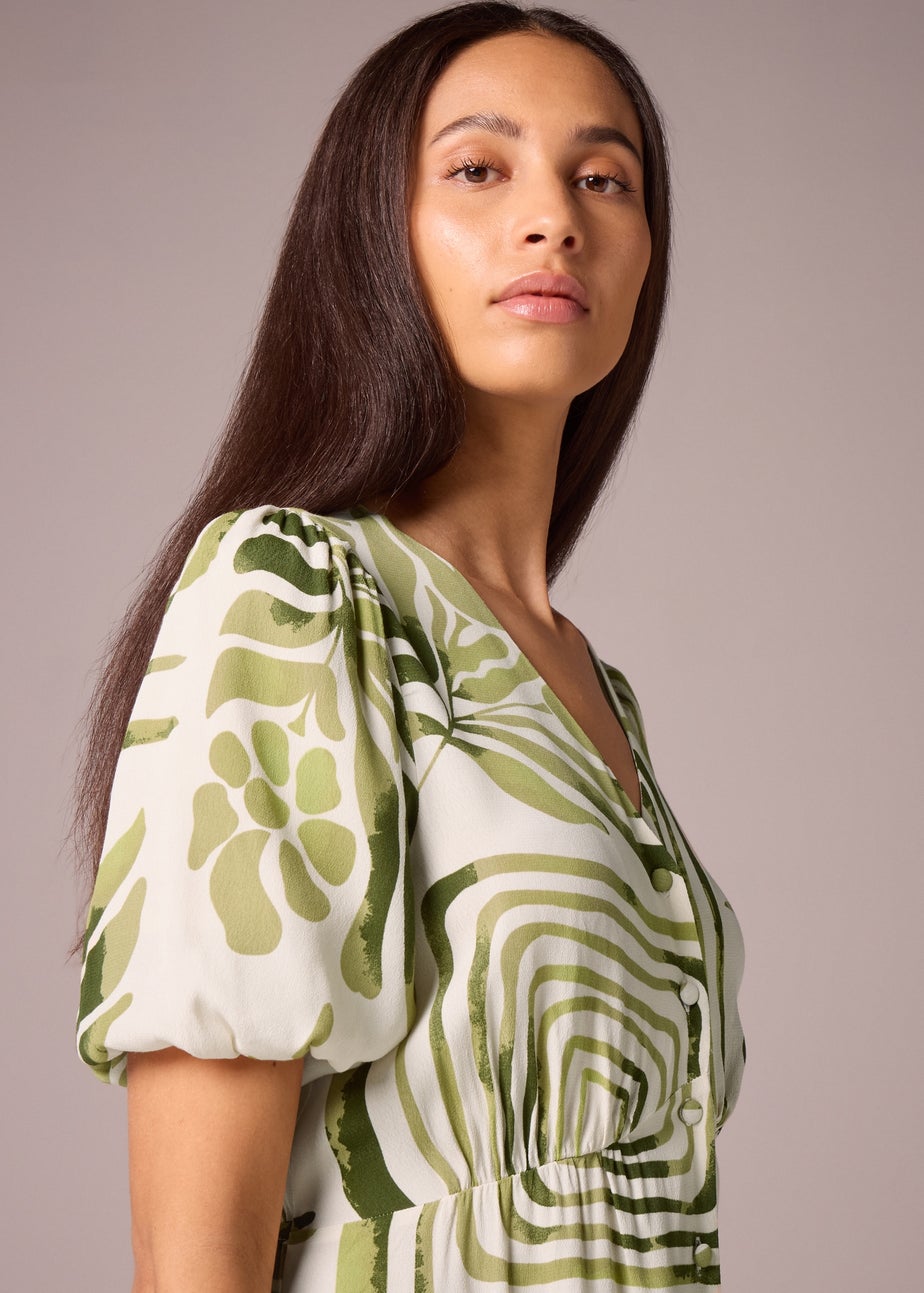 Et Vous Green Leaf Midi Tea Dress
