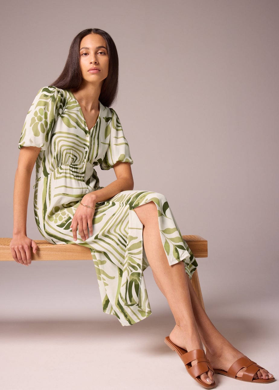 Et Vous Green Leaf Midi Tea Dress