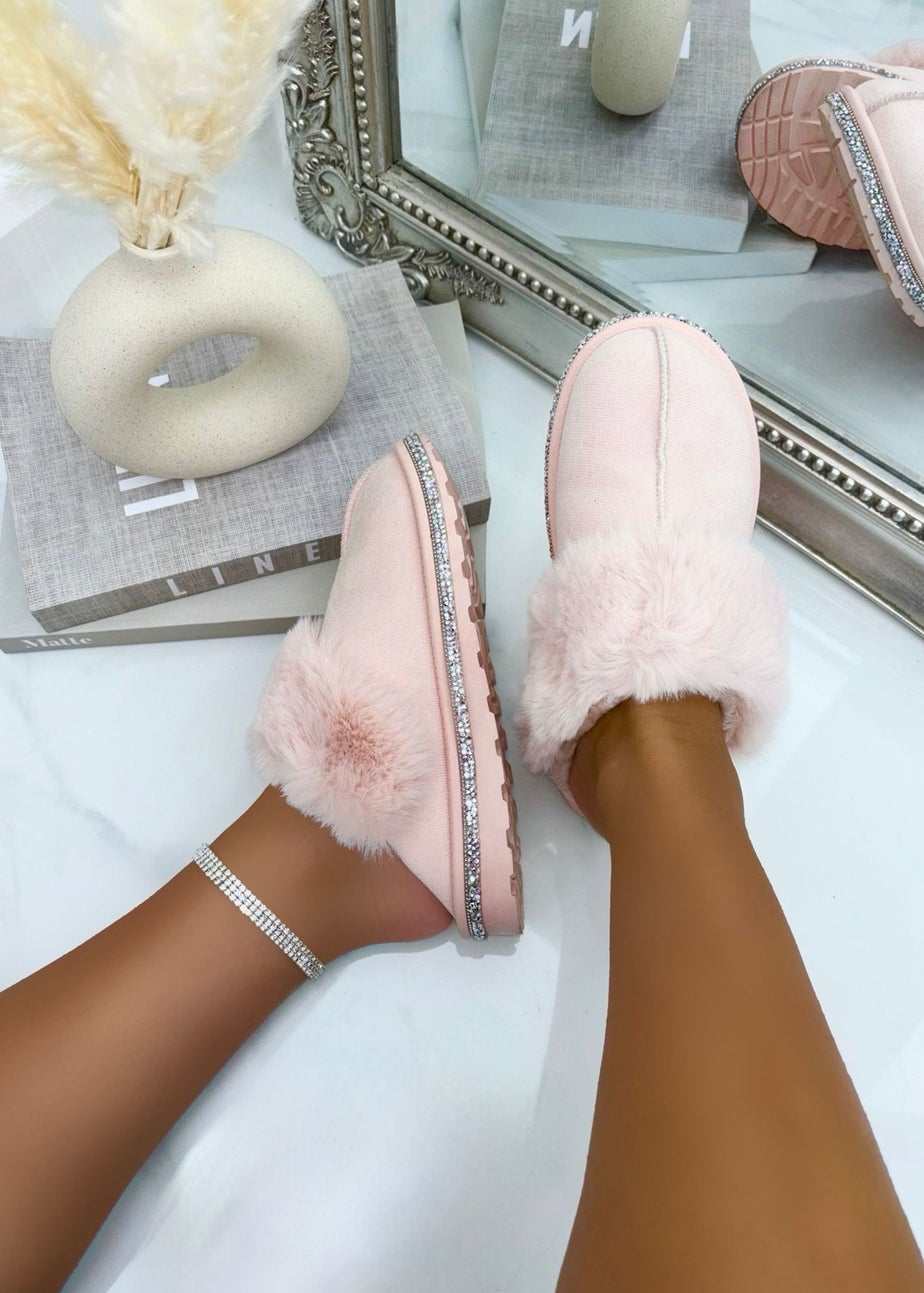 Love Lemonade Pink Sparkly Deluxe Snugg Slippers