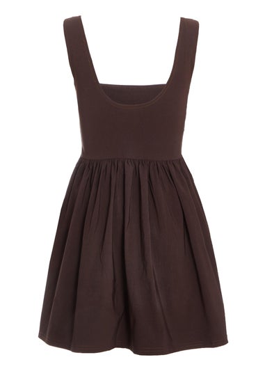 Quiz Brown Scoop Back Skater Dress