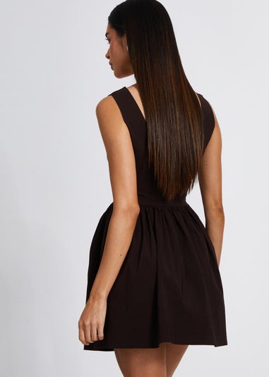 Quiz Brown Scoop Back Skater Dress
