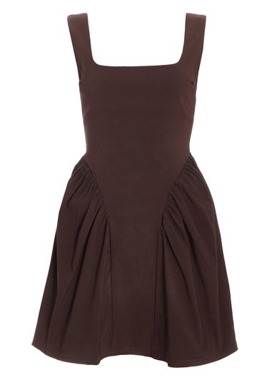 Quiz Brown Scoop Back Skater Dress