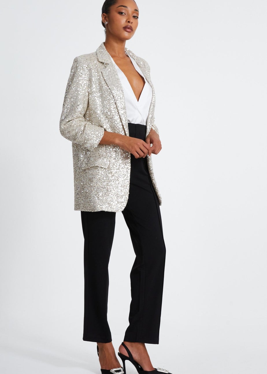 Quiz Champagne Sequin Tailored Blazer