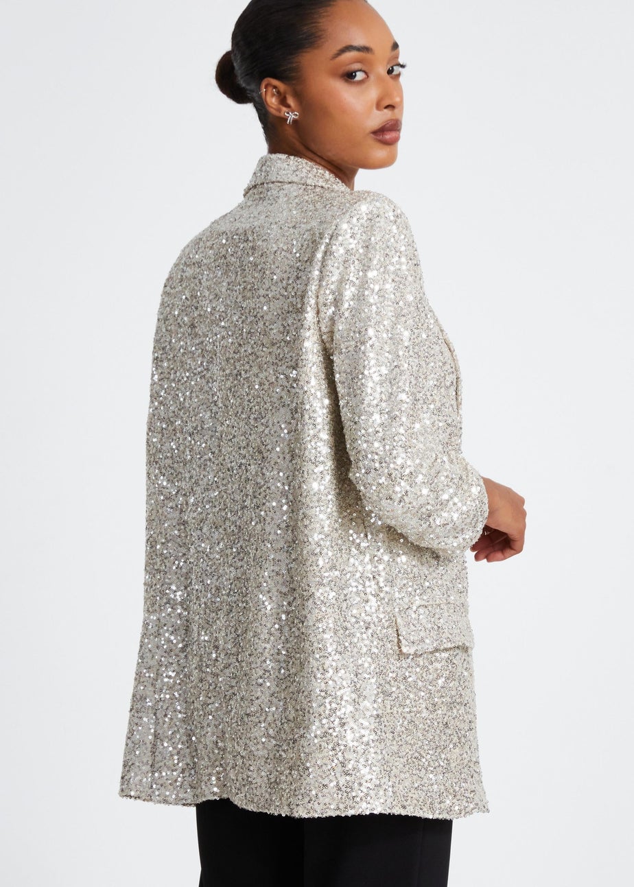 Quiz Champagne Sequin Tailored Blazer