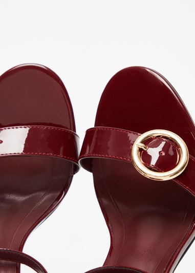 Quiz Red Faux Leather Buckle Heels