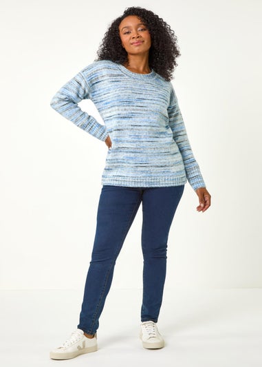 Roman Blue Petite Space Dye Knitted Jumper