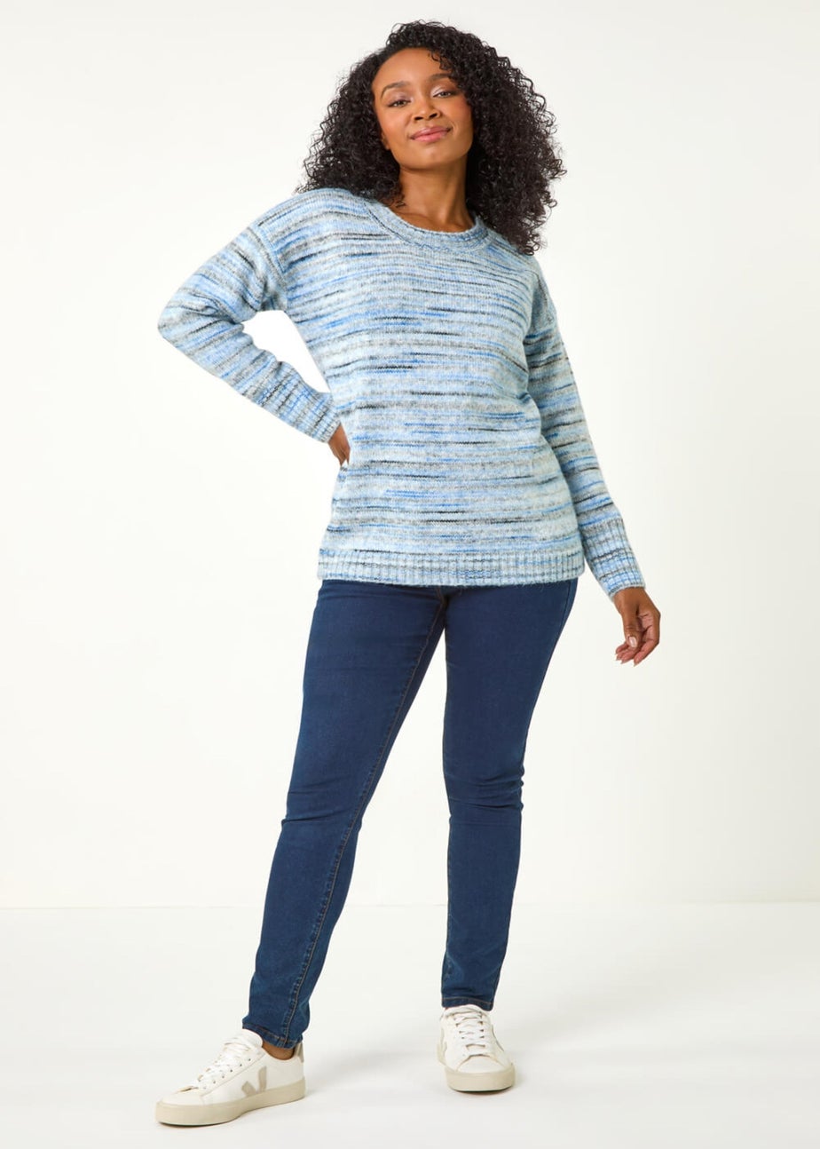 Roman Blue Petite Space Dye Knitted Jumper