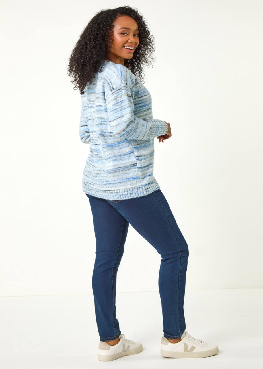 Roman Blue Petite Space Dye Knitted Jumper