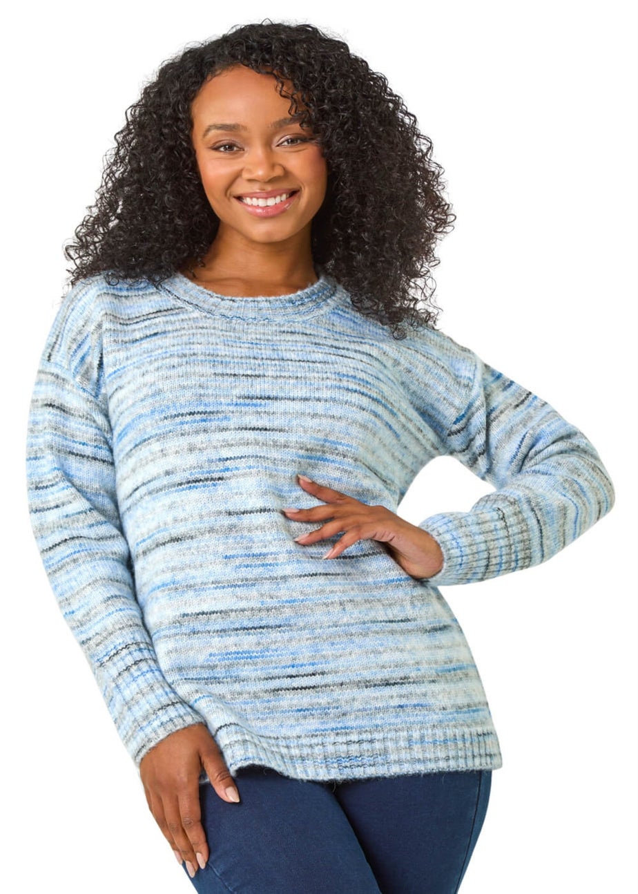 Roman Blue Petite Space Dye Knitted Jumper