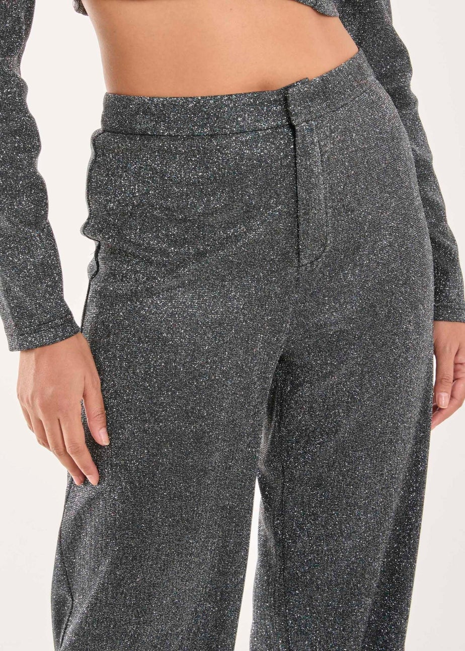 Pink Vanilla Black Glitter High Waisted Trousers