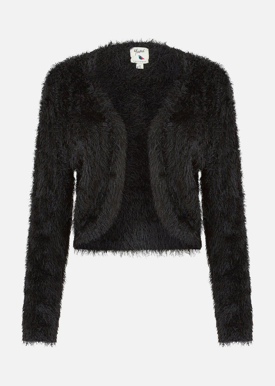 Yumi Black Eyelash Knit Bolero