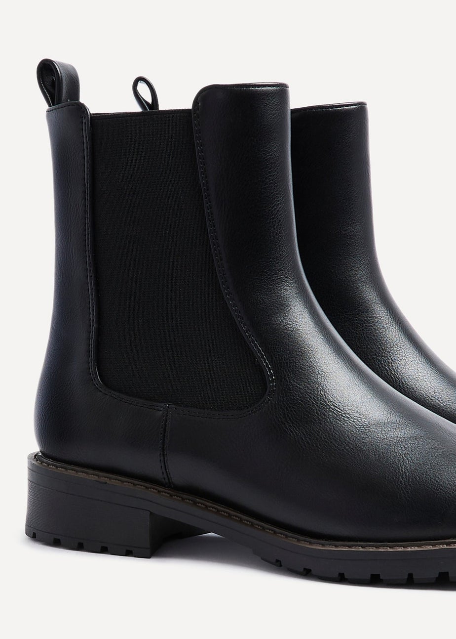 Linzi Dalston Black Faux Leather Classic Chelsea Boot