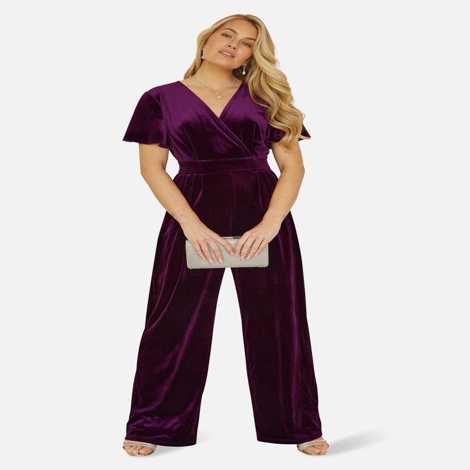 Yumi Purple Jumpsuit With Angel Sleeves