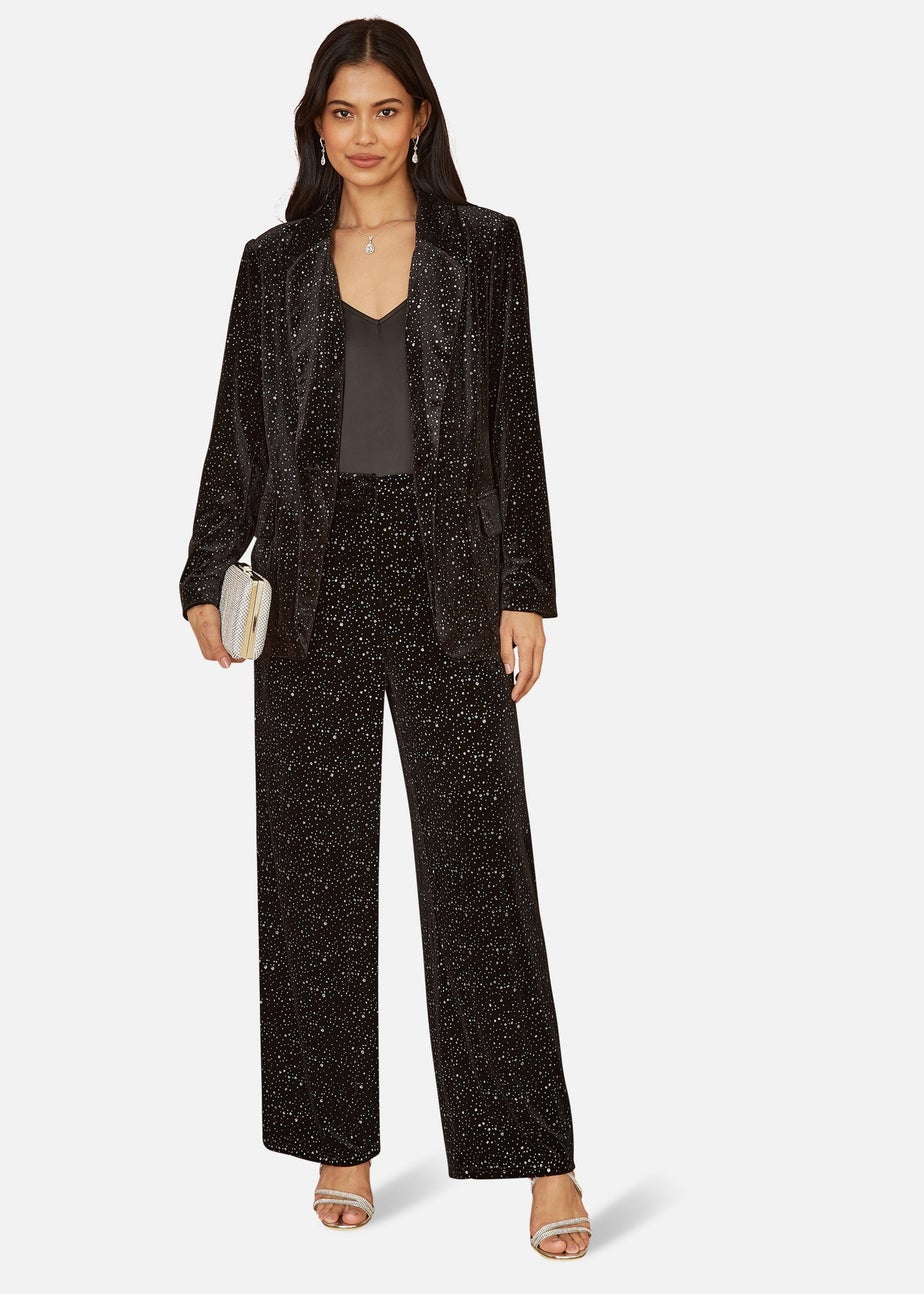 Yumi Black Velvet Sparkle Oversize Blazer
