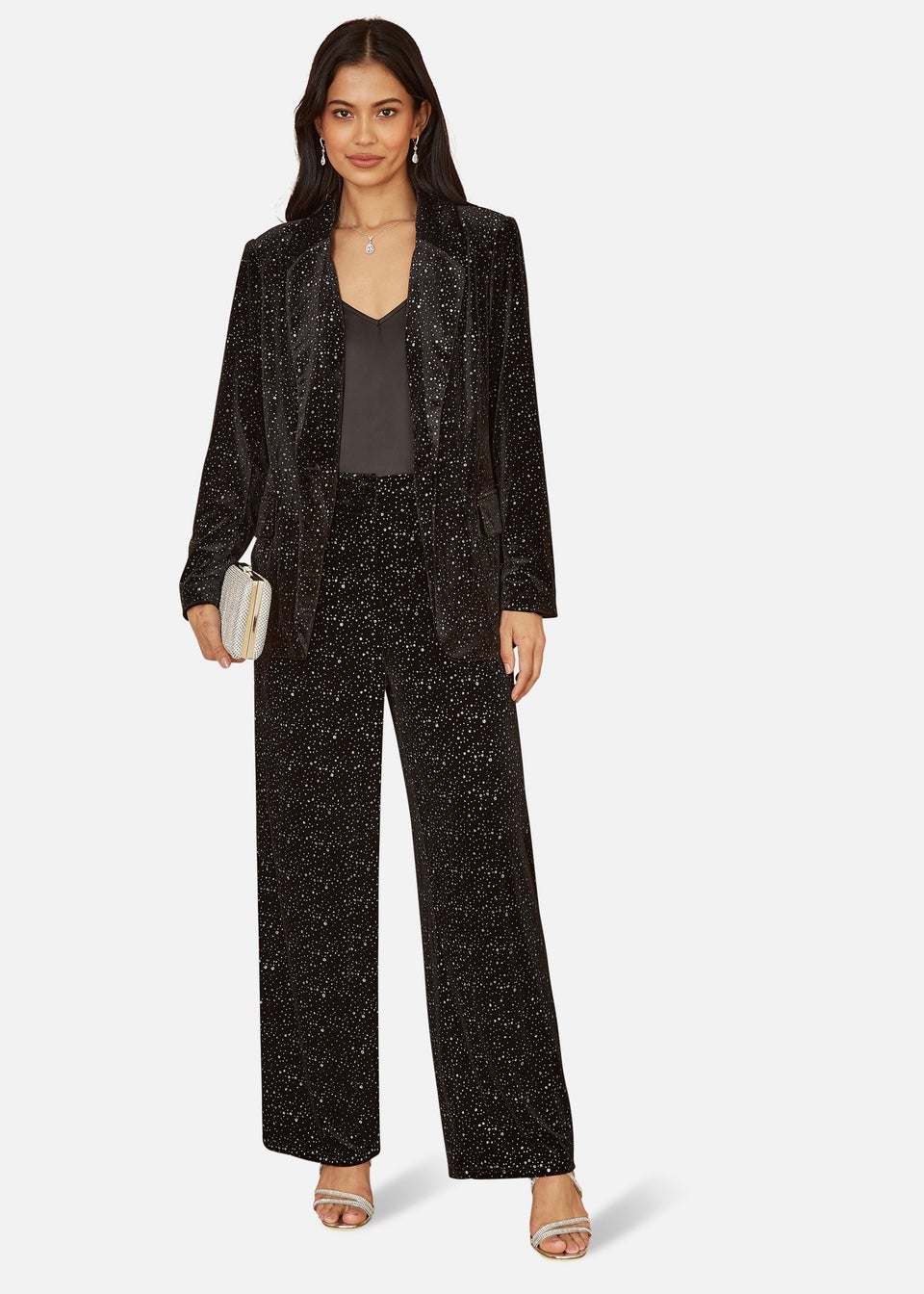 Yumi Black Velvet Sparkle Oversize Blazer