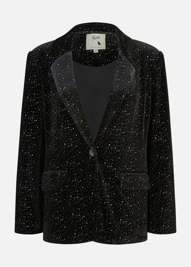 Yumi Black Velvet Sparkle Oversize Blazer
