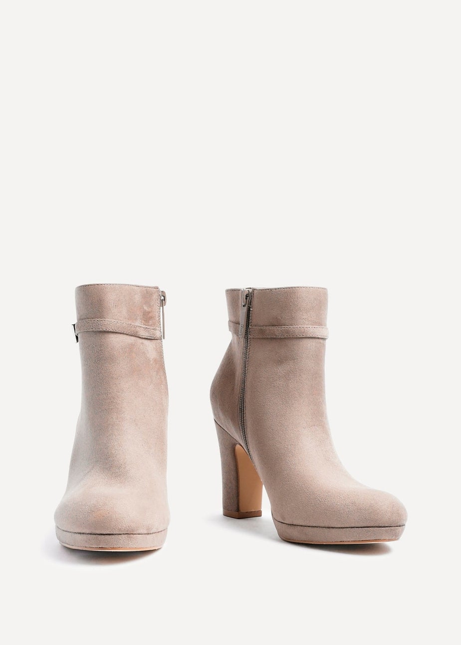 Linzi Stefani Mocha Faux Suede Heeled Ankle Boot