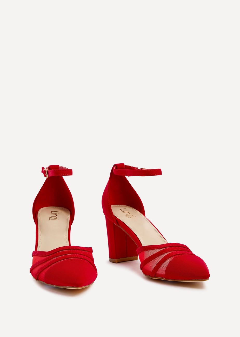 Linzi Tasha Red Scuba Block Court Heel