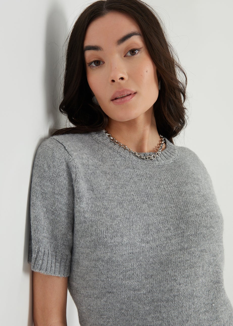 Women's Summer Casual Color Block T-Shirt – Short Sleeve, Round Neck, Pocket Detail – Lightweight & Soft (Dark Grey, Medium)