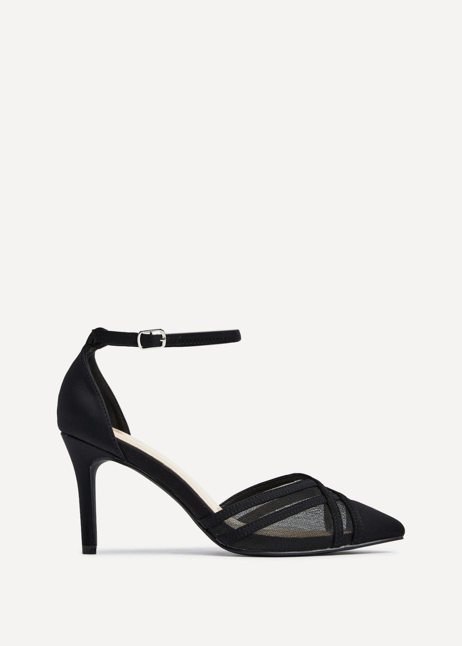 Linzi Siobhan Black Mesh Closed Back Court Heel