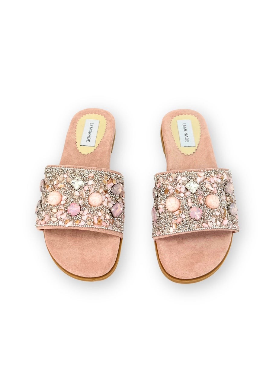Love Lemonade Pink Sparkly Gem Sliders