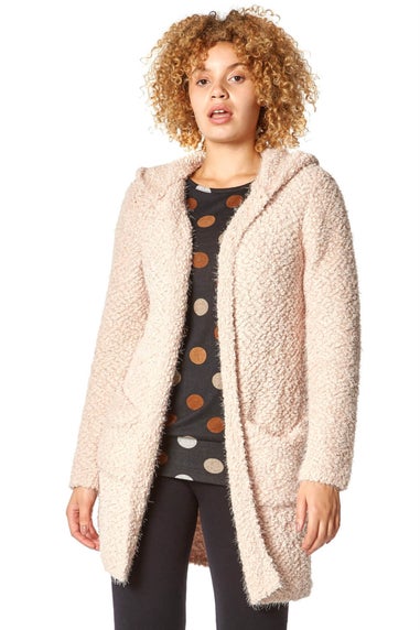 Roman Pink Fluffy Hooded Cardigan