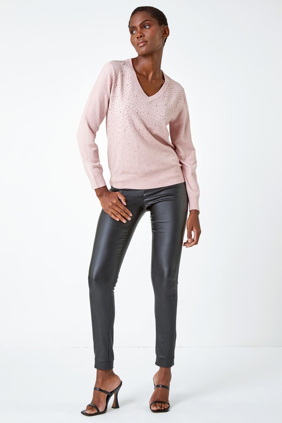 Roman Pink Pearl Sparkle Embellished Jumper