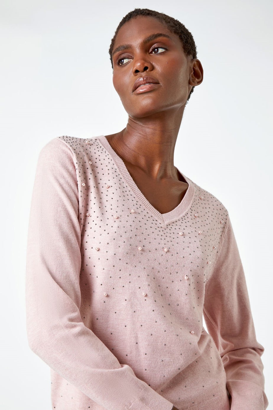 Roman Pink Pearl Sparkle Embellished Jumper