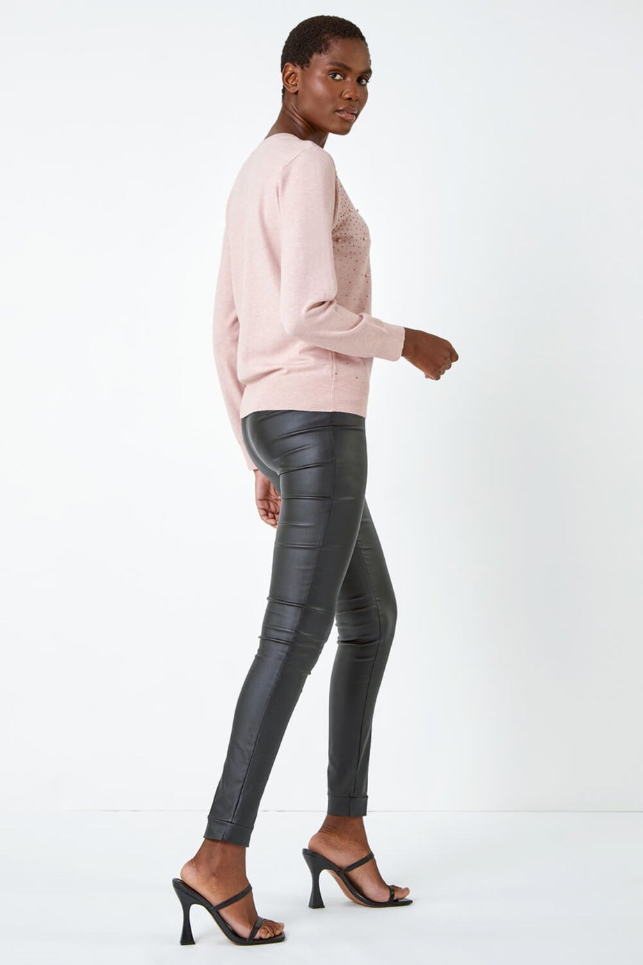 Roman Pink Pearl Sparkle Embellished Jumper