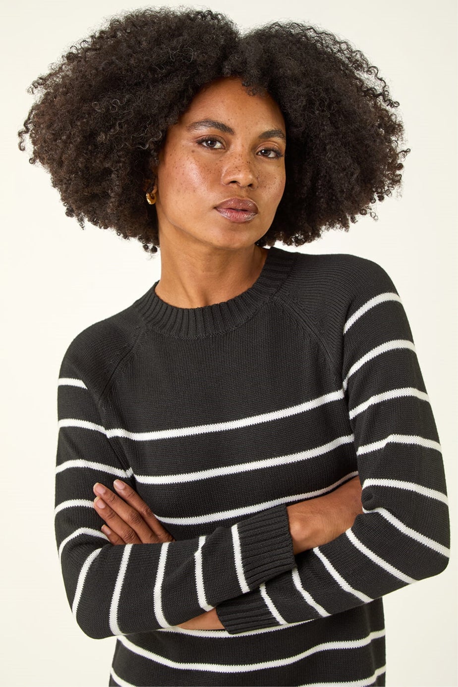 Roman Black Stripe Print Knitted Jumper Dress