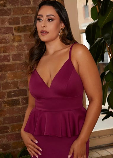 Chi Chi London Purple Cami Strap Ruffle Detail Bodycon Midi Dress