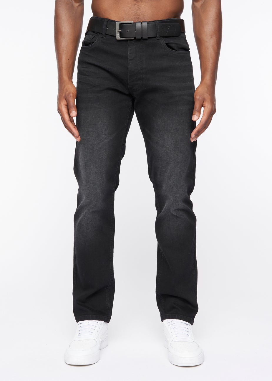 Crosshatch Black Wash Cadman Straight Jeans
