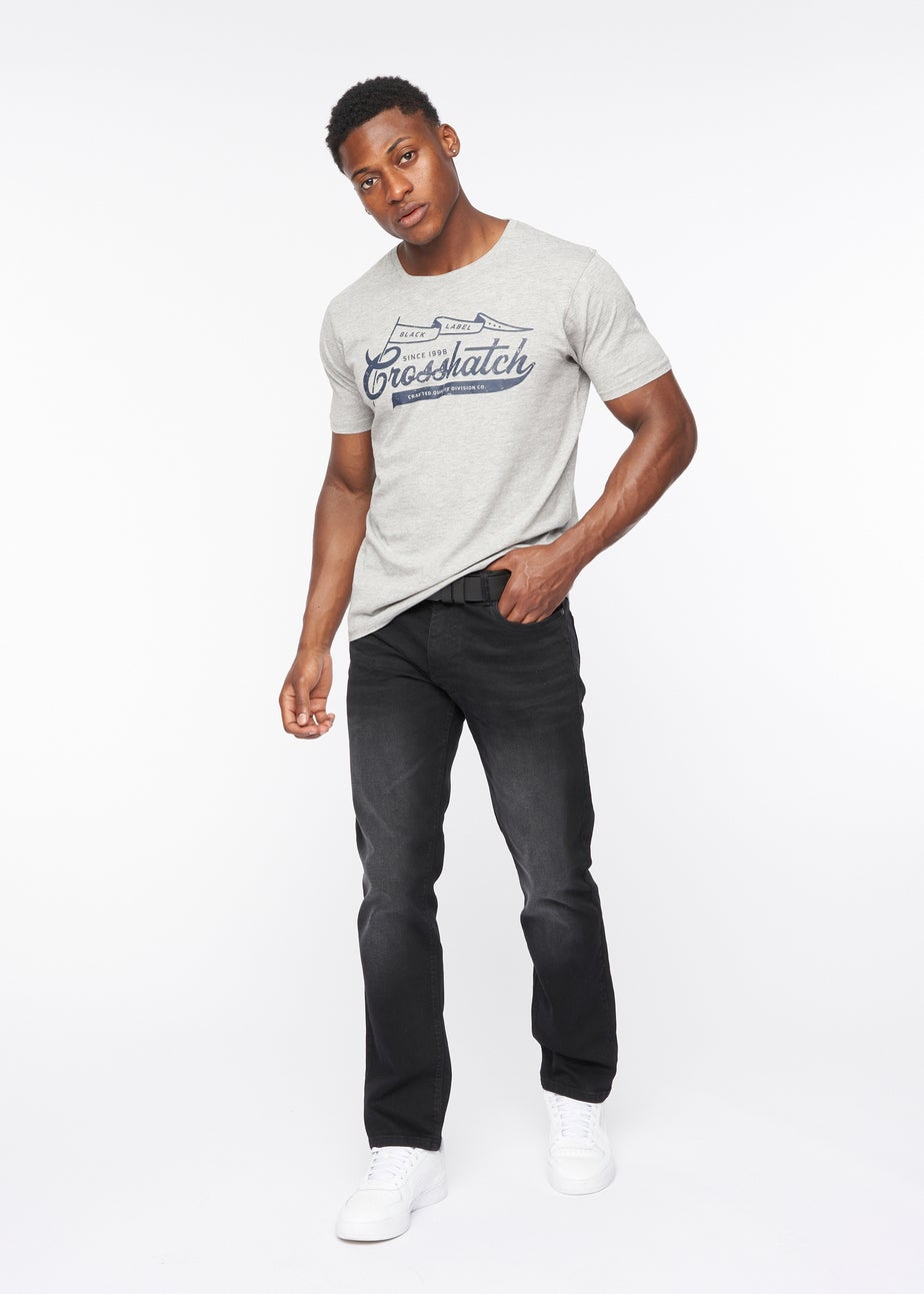 Crosshatch Black Wash Cadman Straight Jeans