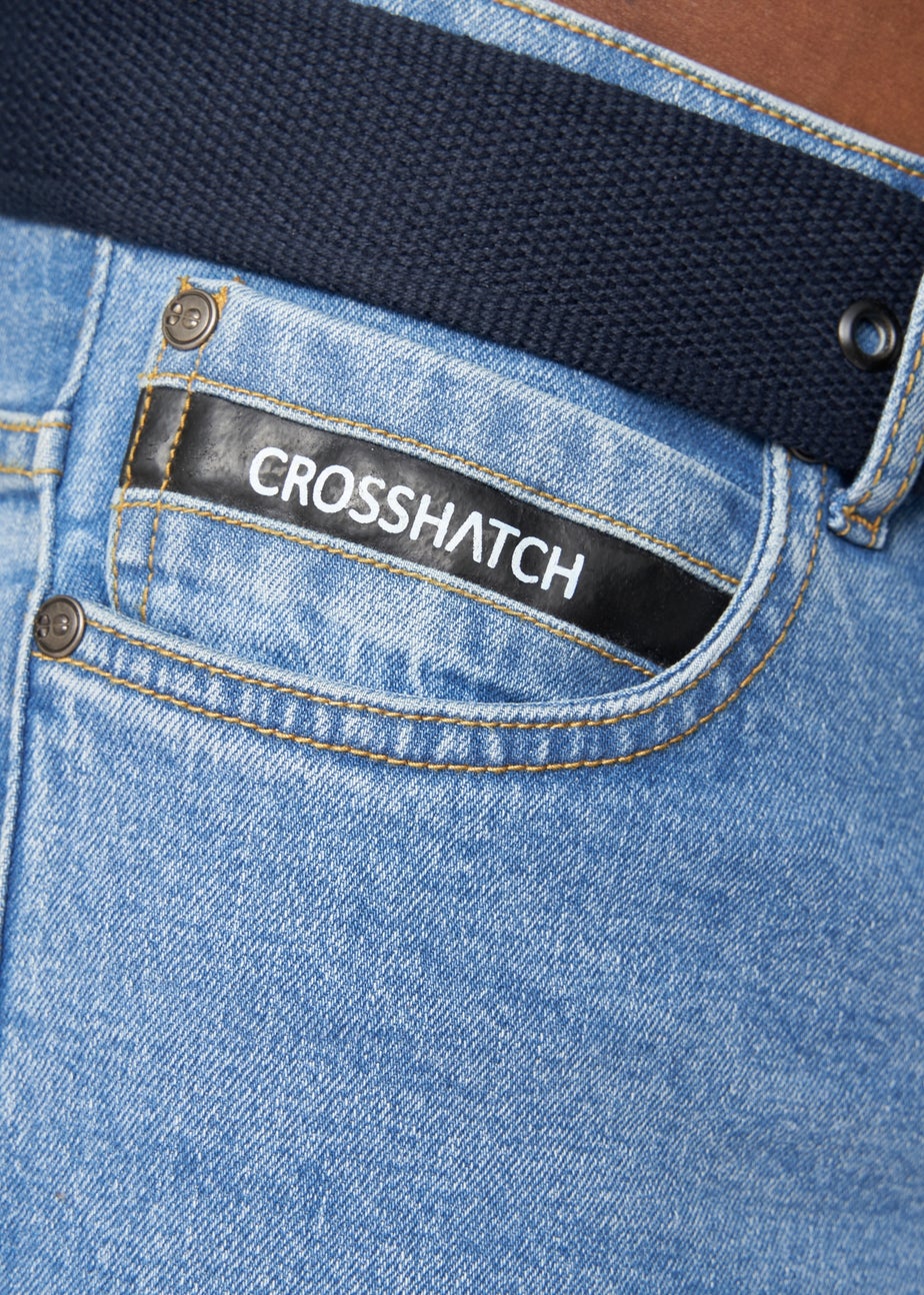 Crosshatch Light Blue Wash Princed Belted Jean