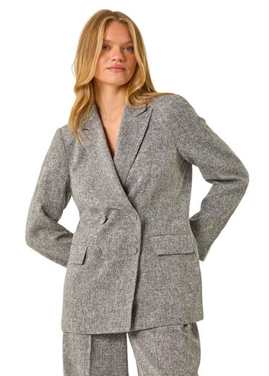 Roman Grey Double Breasted Tailored Blazer