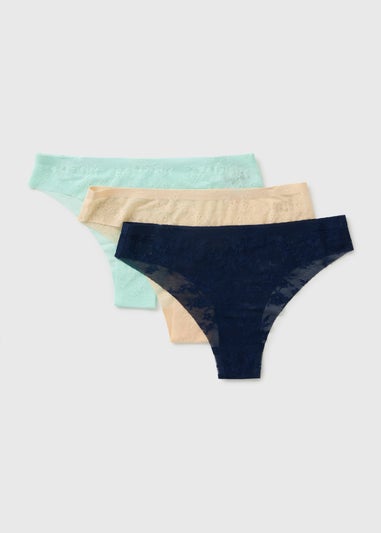 3 Pack Lace Brazillian Knickers