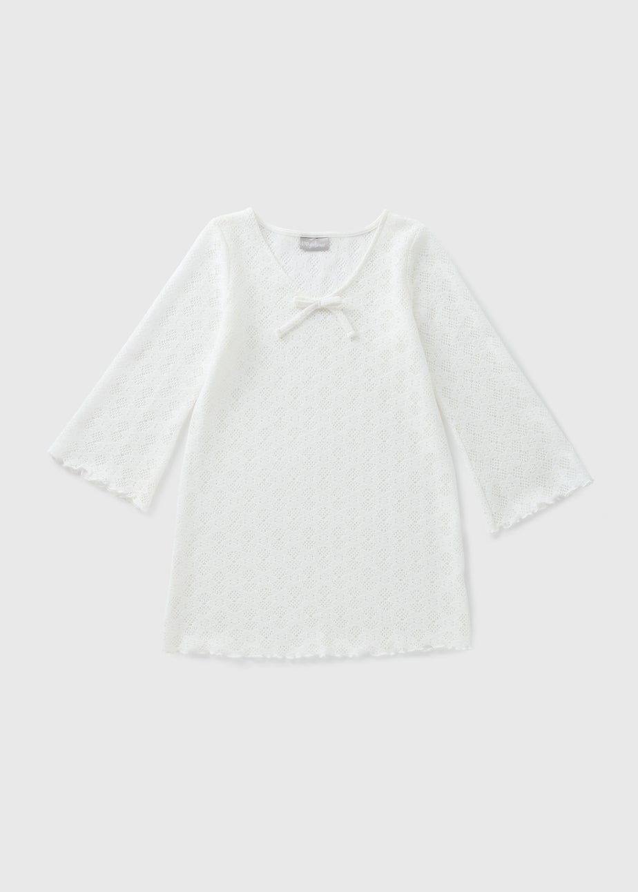 Girls White Lace Beach Cover Up (7-15yrs)