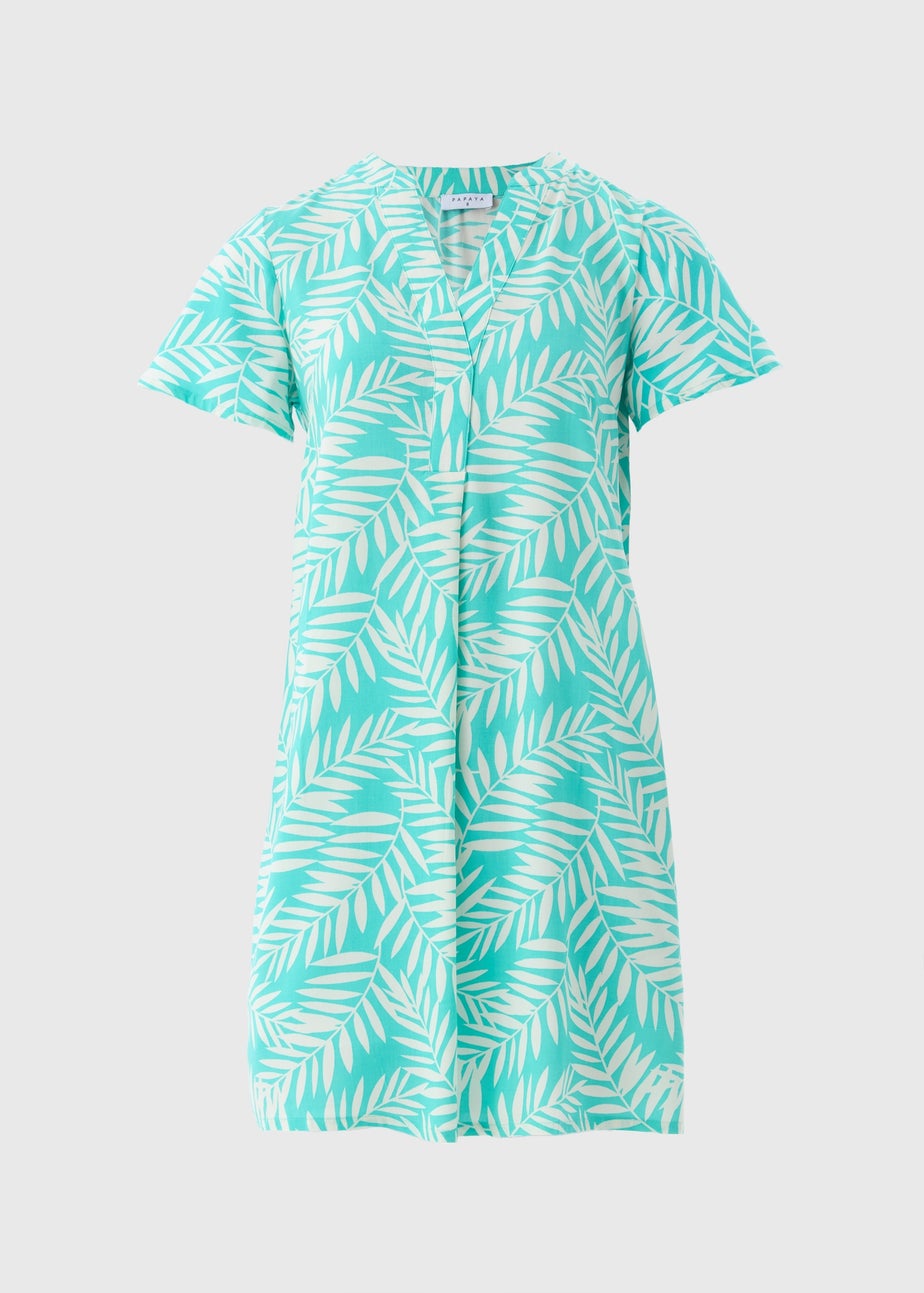 Turquoise Leaf Popover Tunic