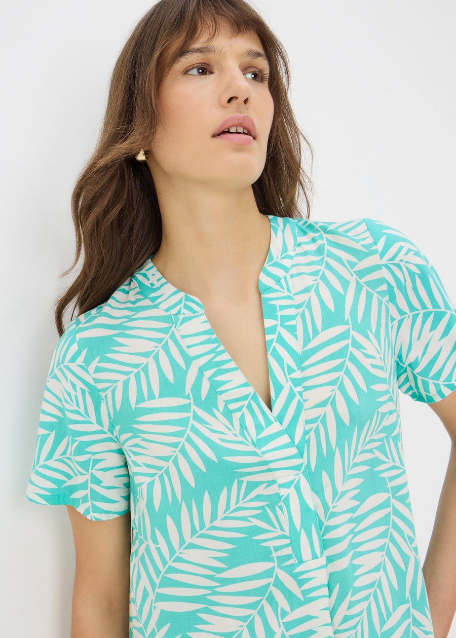 Turquoise Leaf Popover Tunic