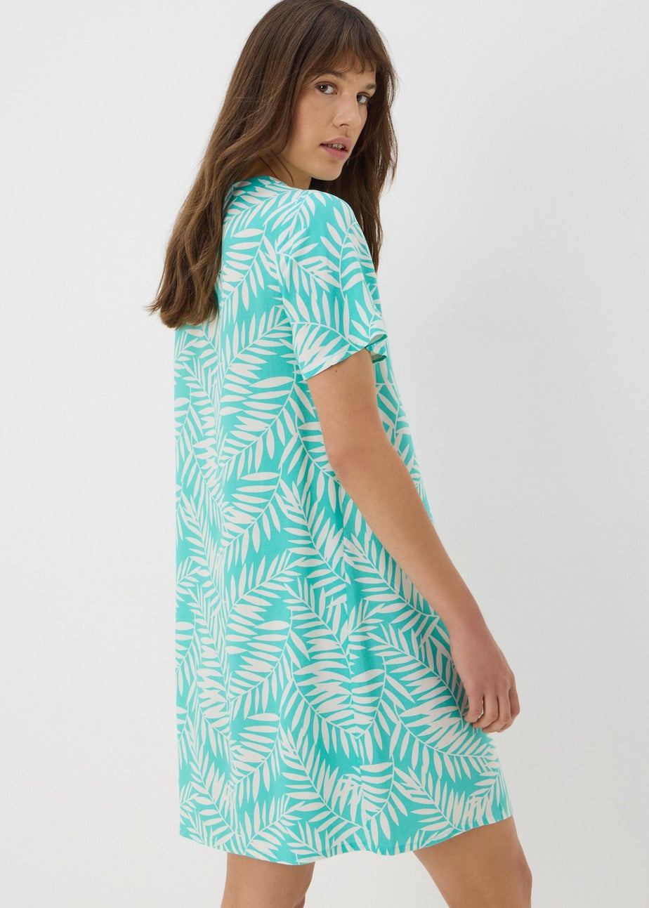 Turquoise Leaf Popover Tunic