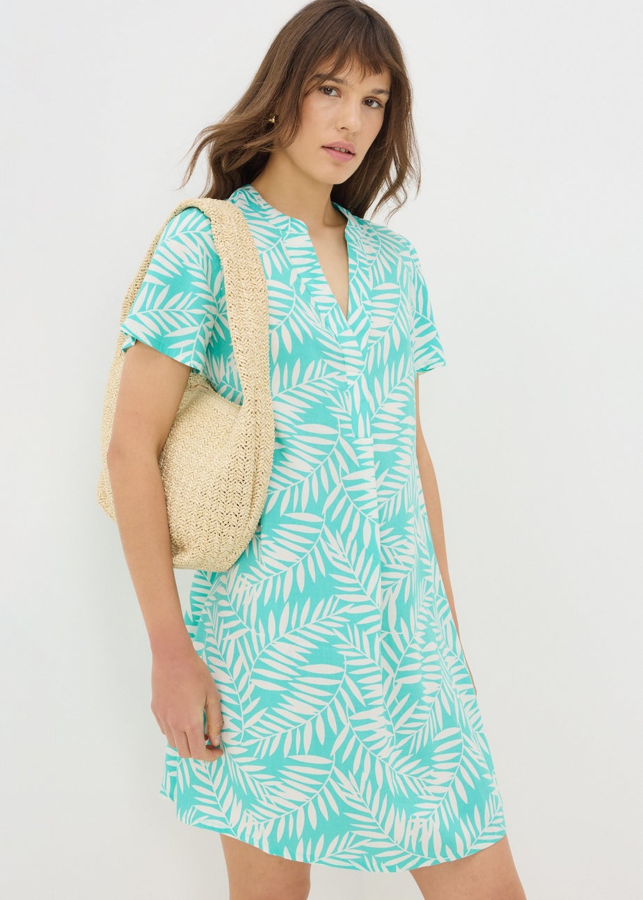 Turquoise Leaf Popover Tunic